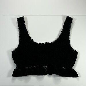 LA Hearts Black Crochet Lace Hook Eye Crop Top Peplum Bralette Size M